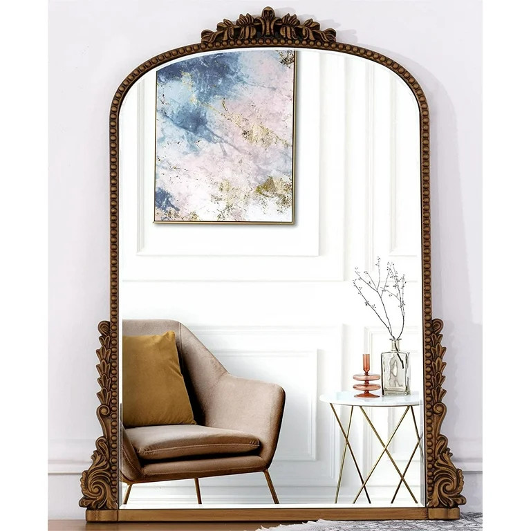 Traditional Baroque Arch Wall Mirror Antique Gold Mirror Wall Decor for Living Room Home 31.5" x ... | Walmart (US)