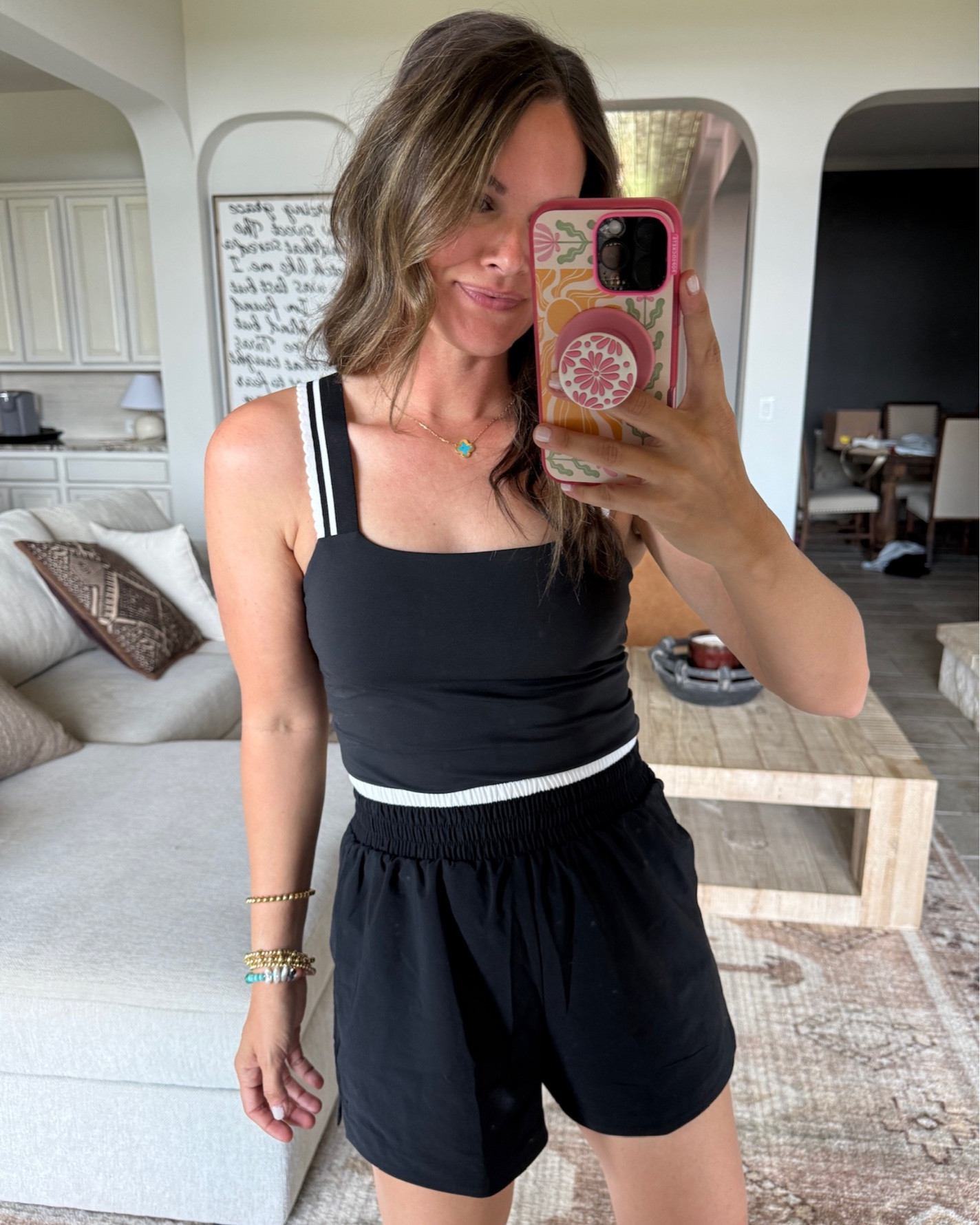 A close-up of my new favorite Target set 🤍 Looks so Free People! Removable pads, high-waisted lined shorts, and pockets in the front + back 🙌🏼 Already my new go-to mom outfit for summer

#LTKootd #LTKmomlife #LTKActive
