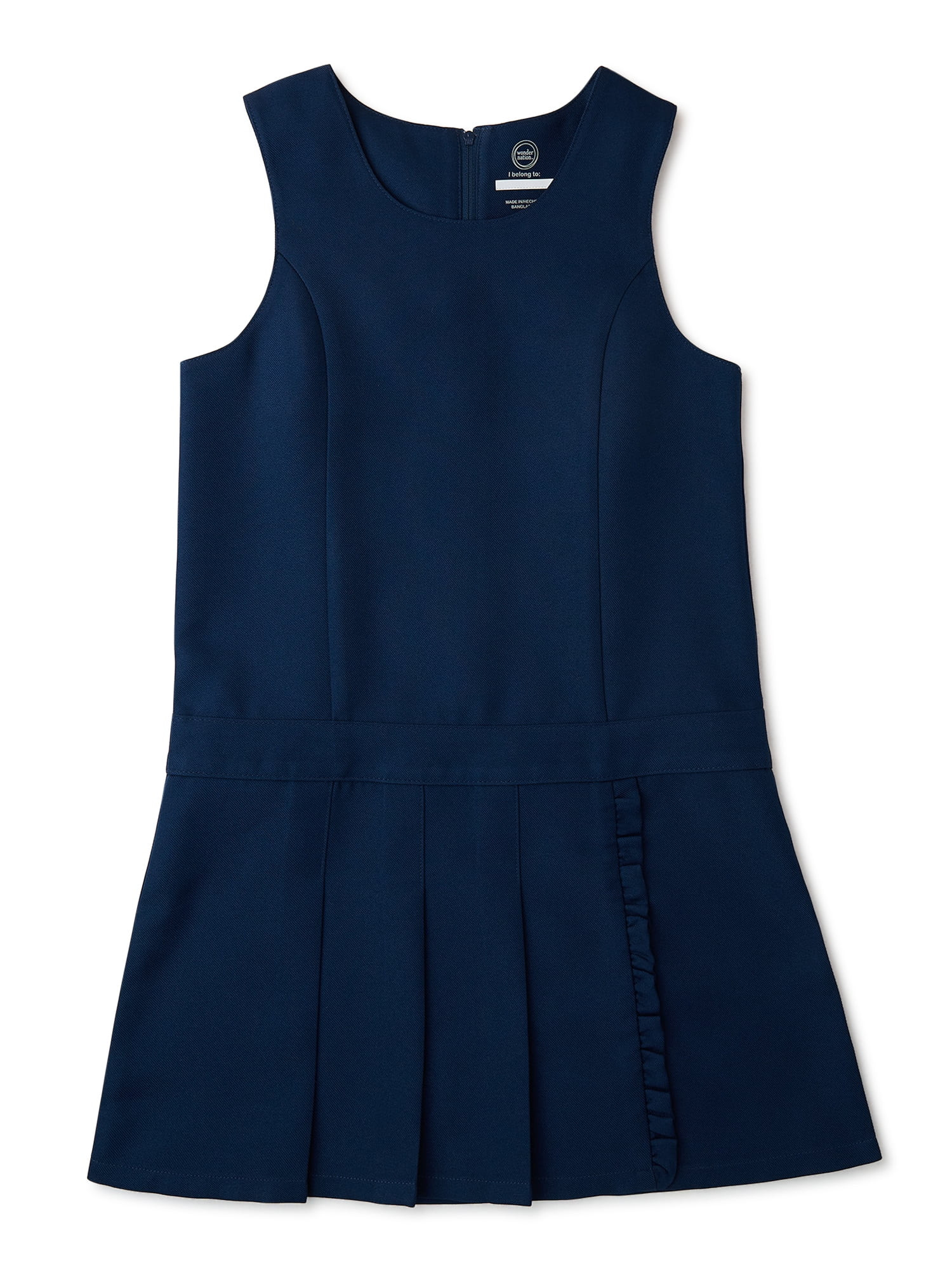 Wonder Nation Girls School Uniform Pleated Ruffle Jumper Dress, Sizes 4-16 & 8-20 Plus | Walmart (US)