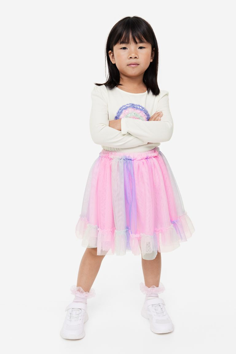 2-piece Top and Skirt Set - White/rainbow - Kids | H&M US | H&M (US + CA)
