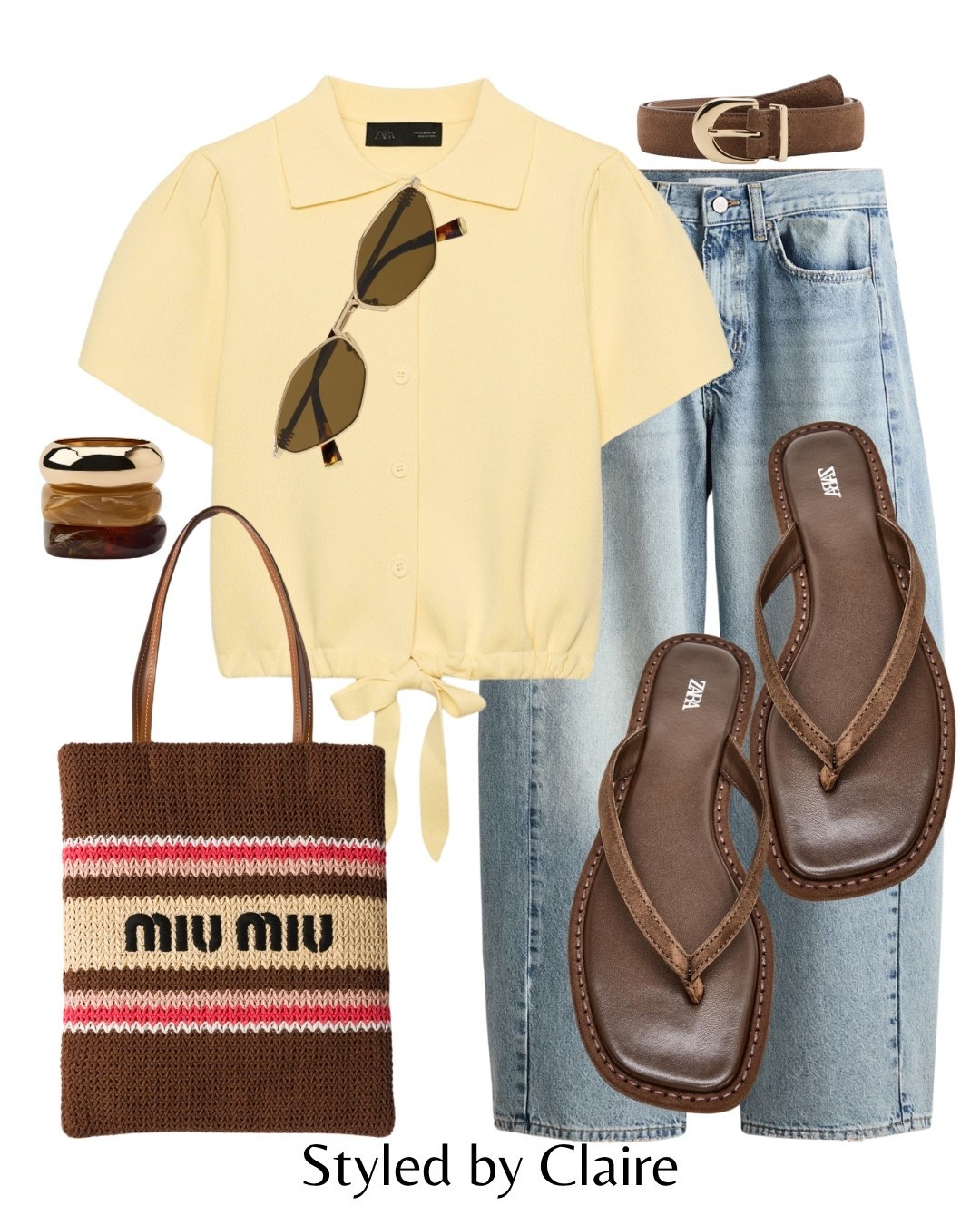 YELLOW CARDIGAN❤️‍🔥
Tags: Zara tie cinched waist top butter barrel leg jeans H&M sandals suede brown chocolate strap miu mini raffia tote bag pink belt resin bracelets sunglasses fashion city break inspo outfit ideas ootd spring summer trends Barcelona style

#LTKsummer #LTKspring #LTKstyletip