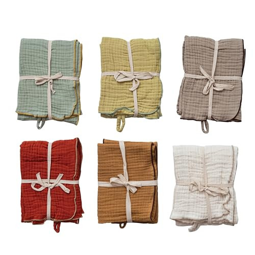 Creative Co-Op Woven Cotton Double Cloth, Set of 6 Colors Tea Towel, Multi | Amazon (US)