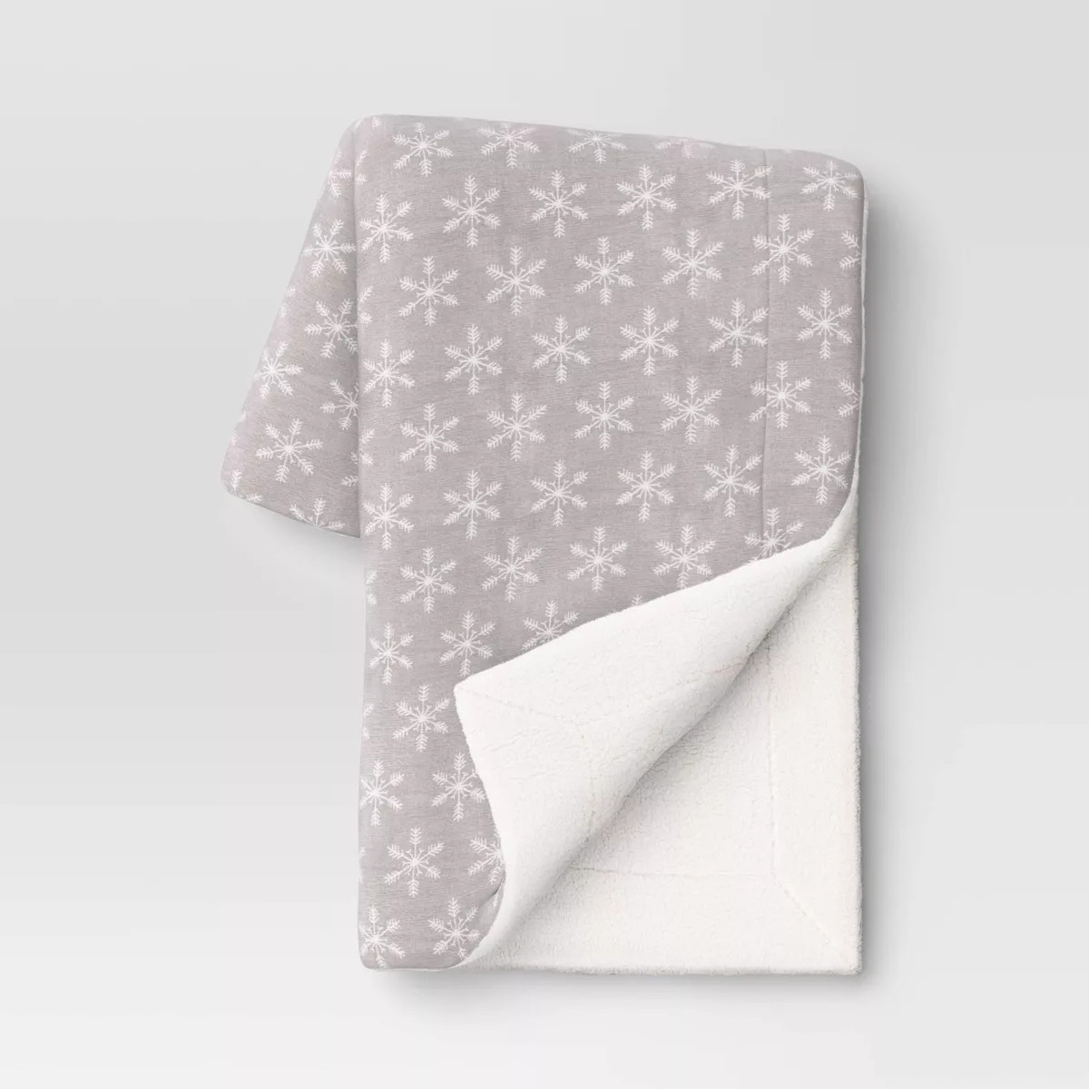 Snowflake Printed Plush with Faux Shearling Reverse Throw Blanket - Threshold™ | Target
