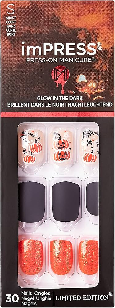 KISS imPRESS Limited Edition Halloween Press-On Nails, Glow-In-The-Dark, PureFit Technology, ‘H... | Amazon (US)