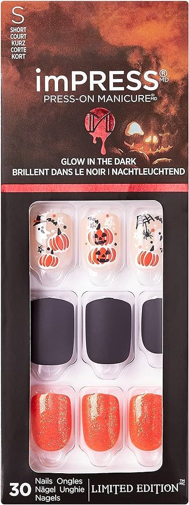 KISS imPRESS Limited Edition Halloween Press-On Nails, Glow-In-The-Dark, PureFit Technology, ‘Hey bo | Amazon (US)