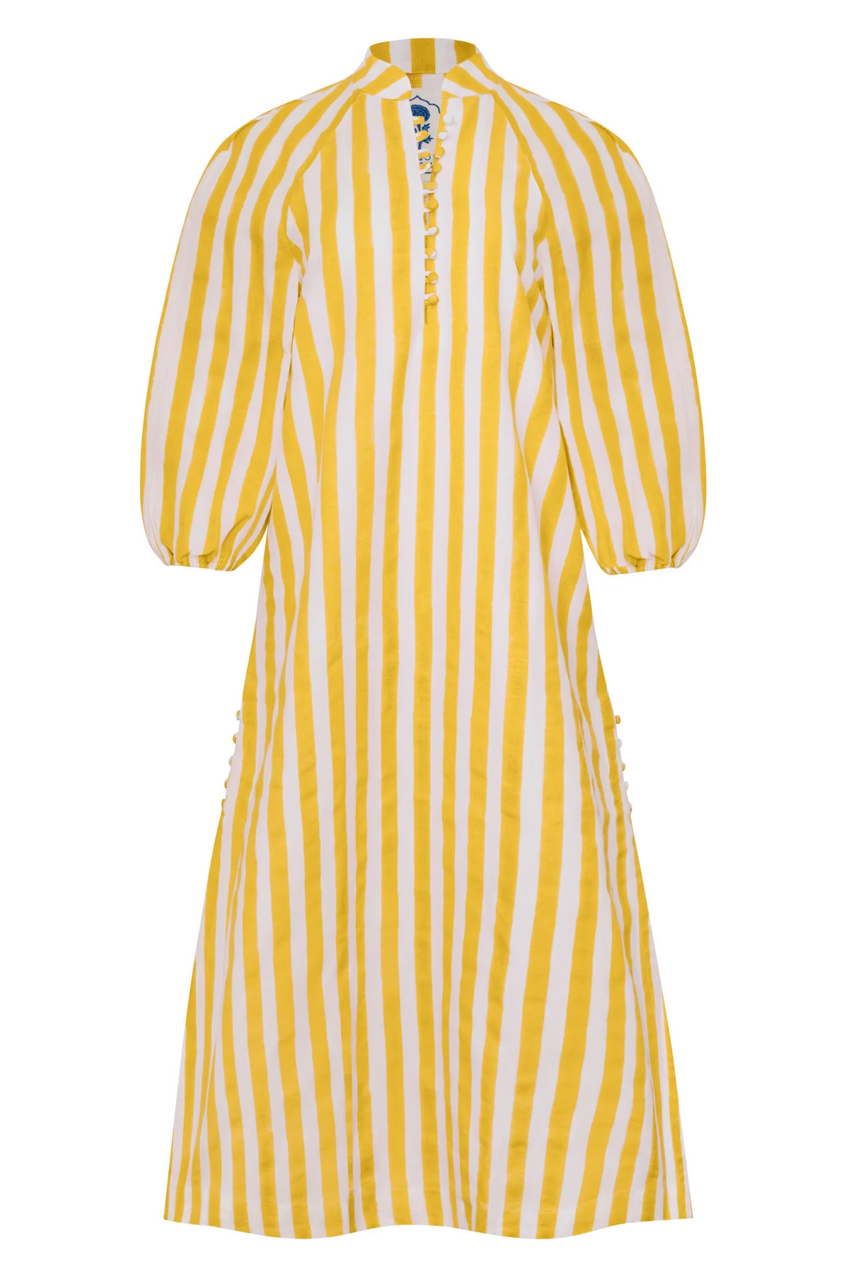 Positano Striped Caftan in Yellow Stripes | Over The Moon