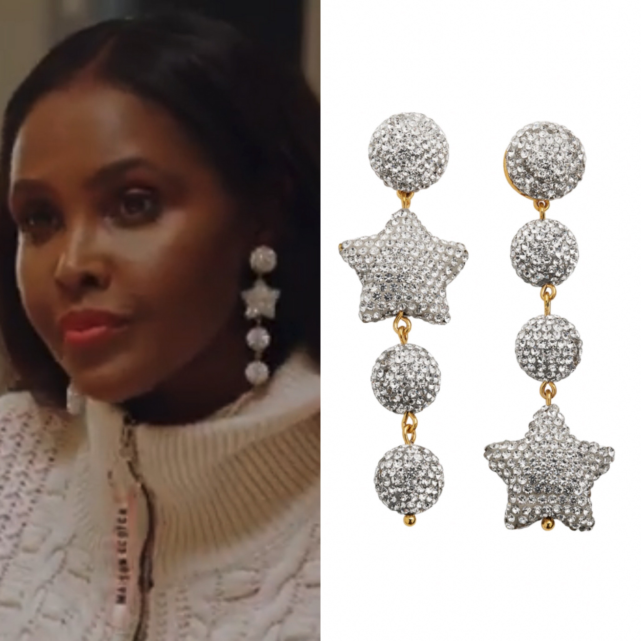 Ubah Hassan’s Crystal Star Drop Earrings 