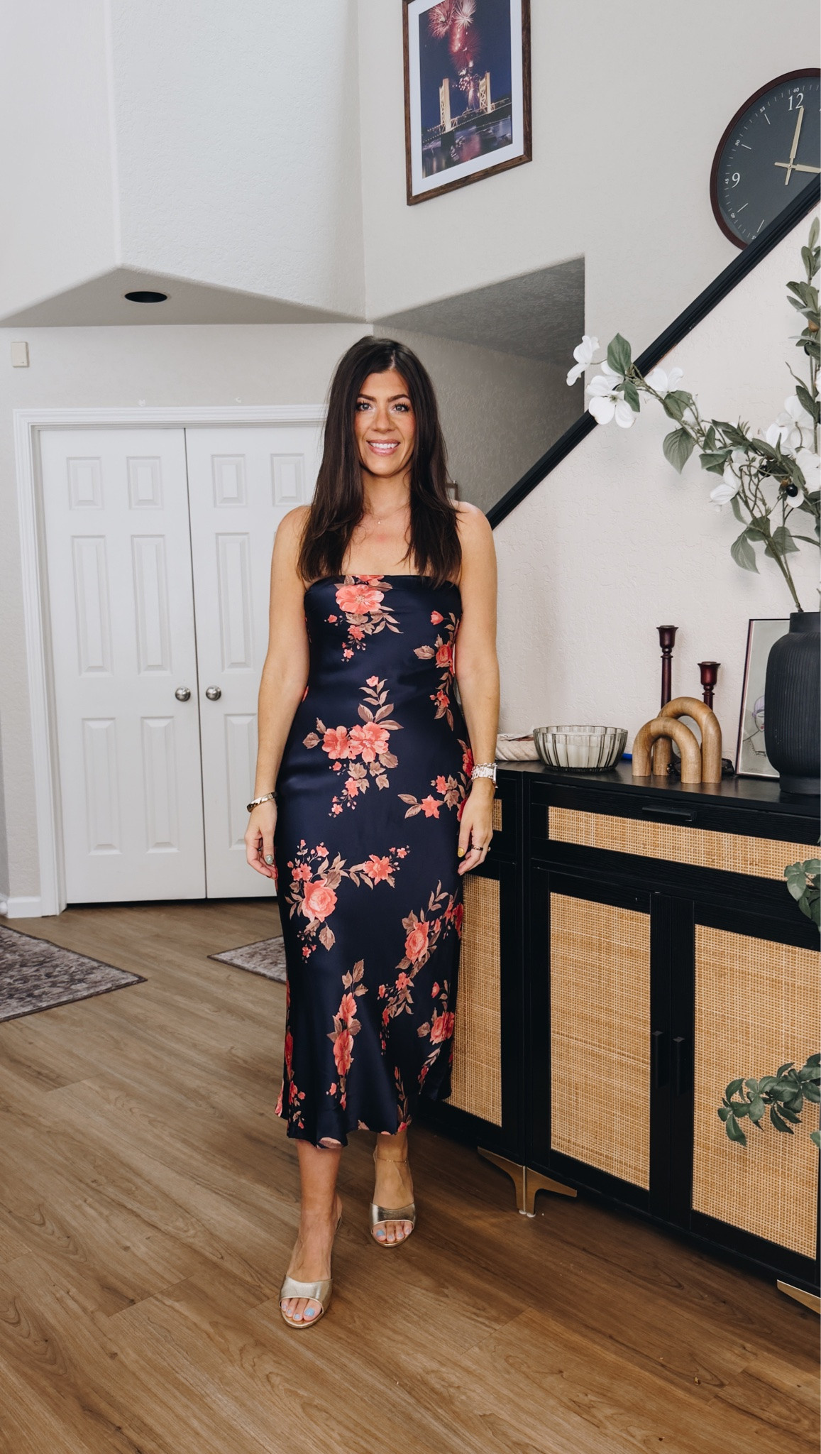 In a medium strapless wedding guest dress

#LTKMidsize #LTKTall #LTKWedding
