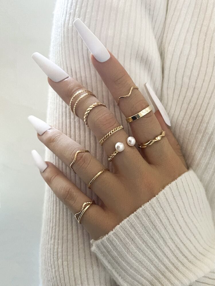 10pcs Faux Pearl Decor Ring | SHEIN