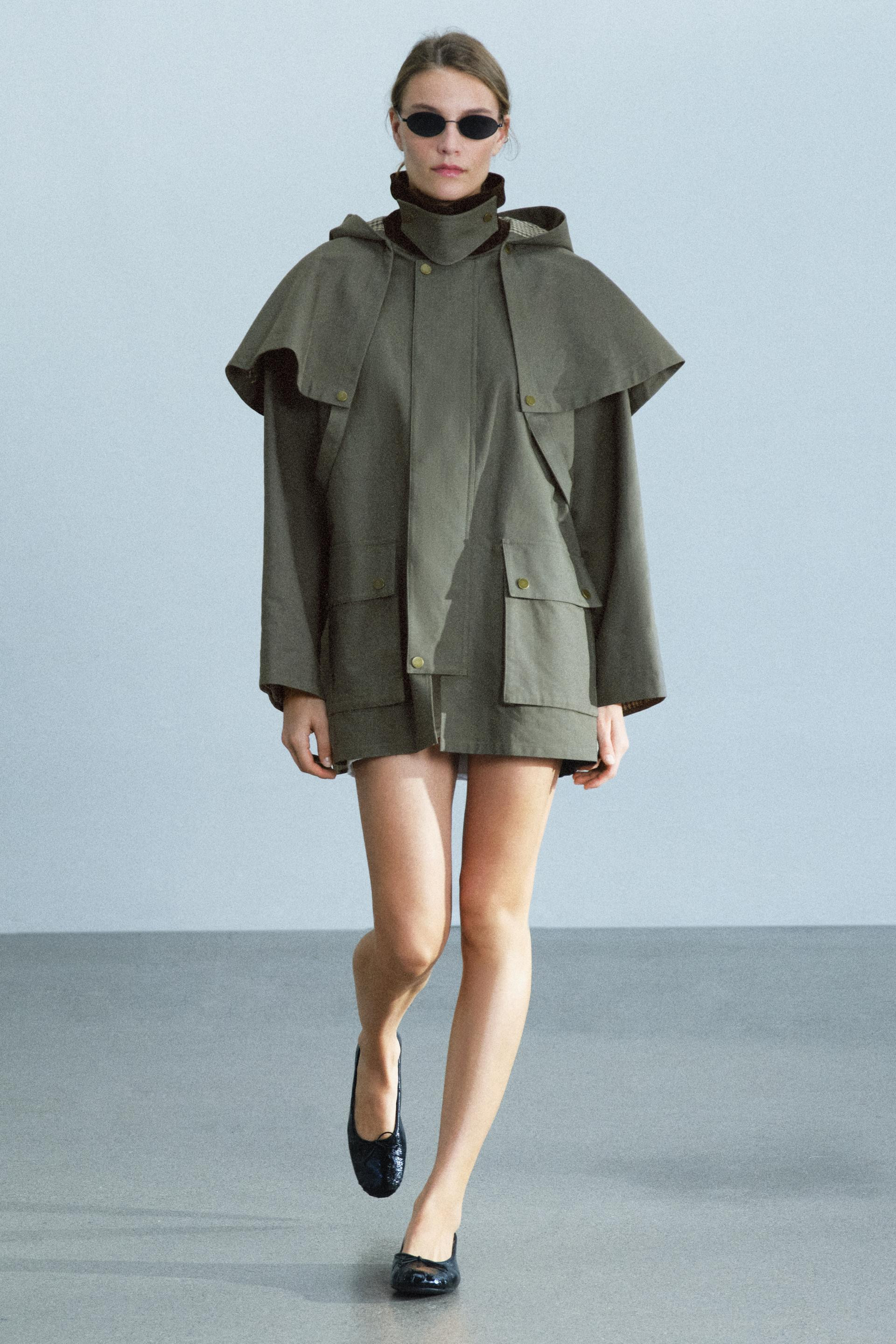 Zara - Limited Edition Contrast Collar Hoodie Trench Coat Zw Collection - Women - Blue - Women | Zara US