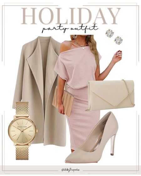 Holiday party outfit, Christmas party dress, New Year’s Eve party outfit, formal dress, winter wedding outfit, evening dress, holiday party dress outfit, pink evening dress, coatigan, evening clutch purse, nude heels, MK watch, holiday outfit, holiday dress

#eveningdress #formaldress #nye #christmasparty #holidayparty 

#LTKunder50 #LTKHoliday #LTKunder100 #LTKSeasonal #LTKstyletip