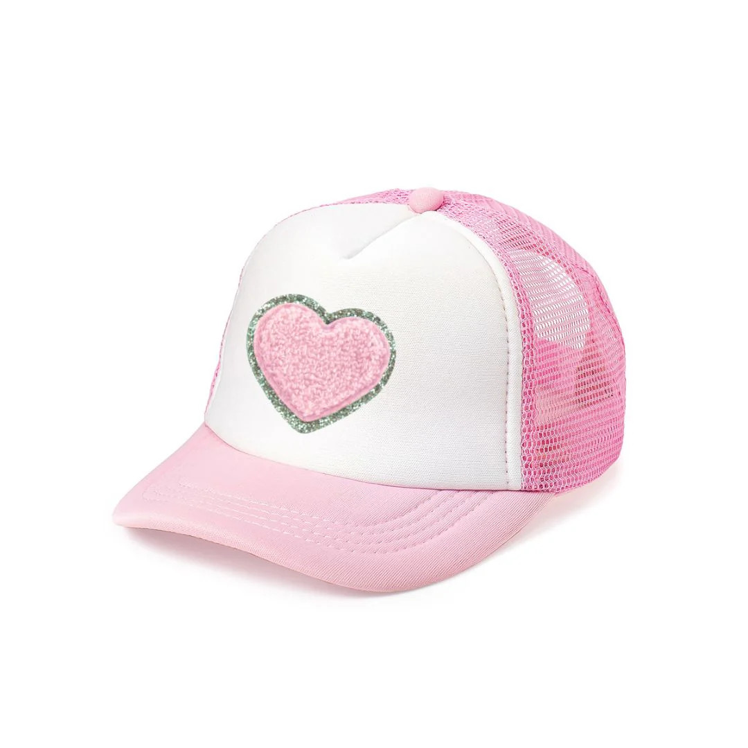 Heart Patch Hat - Pink/White | Sweet Wink
