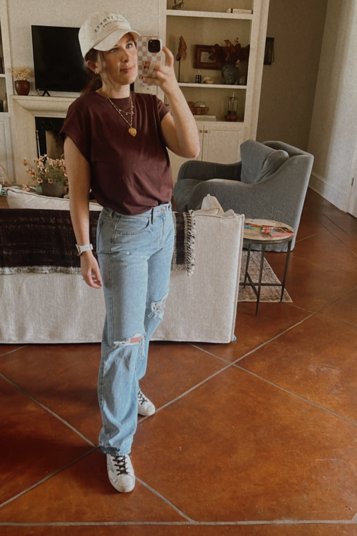 Target style 
Gigi pip
Denim
Brown tee
Ball cap
Brinker and Eliza 
Personalized jewelry 

#LTKstyletip #LTKhome #LTKGiftGuide