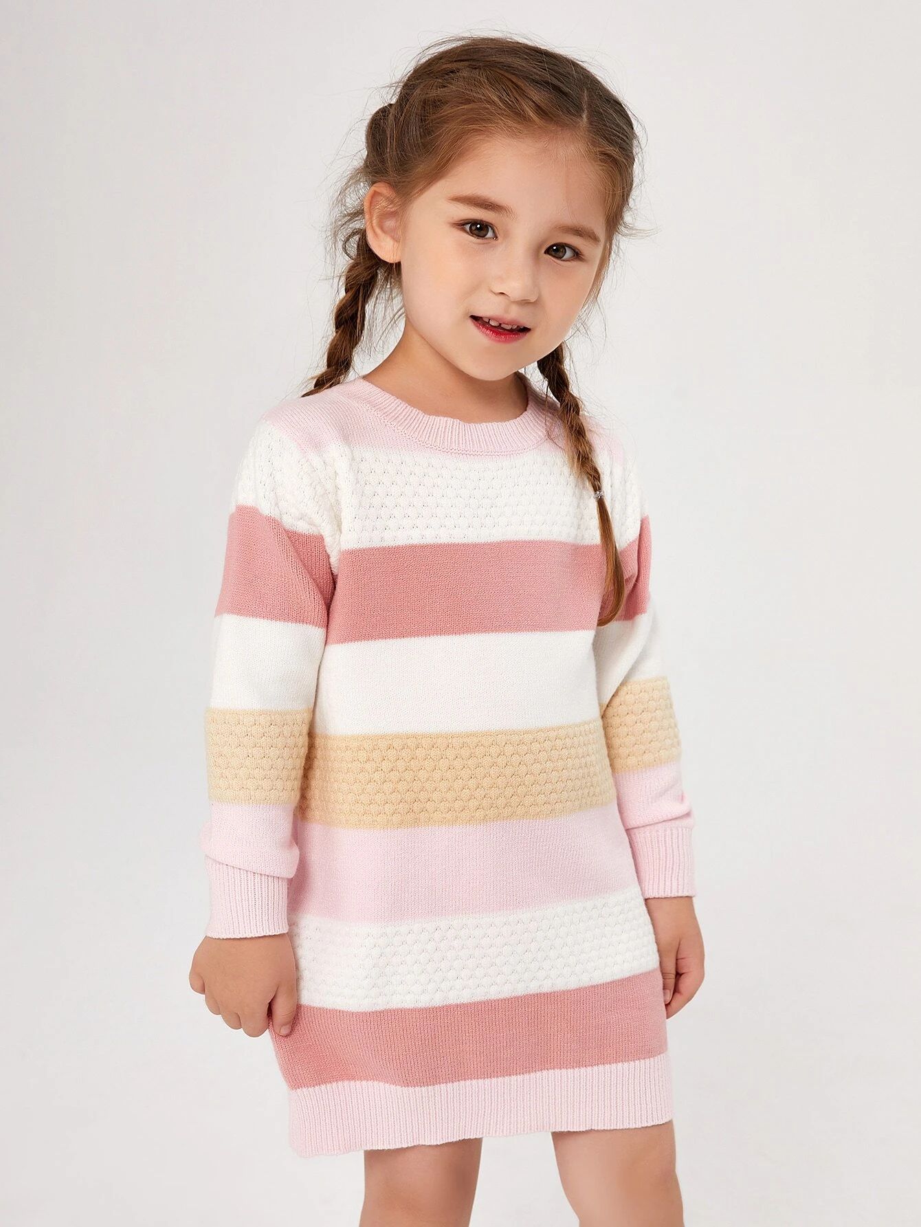 SHEIN Toddler Girls Colorblock Sweater Dress | SHEIN