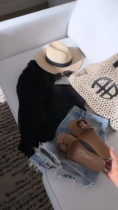 What I wore this weekend…pool day
One piece swimsuit sz 6 
Crochet top one size 
Denim shorts sz 27
Comfy sandals tts
Hat folds up in suitcase with no creasing..best for travel 
#ltkitbag



#LTKSwim #LTKStyleTip #LTKSeasonal