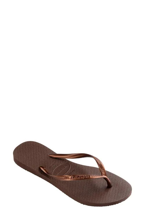 Havaianas Slim Flip Flop in Dark Brown Metallic at Nordstrom, Size 5 | Nordstrom