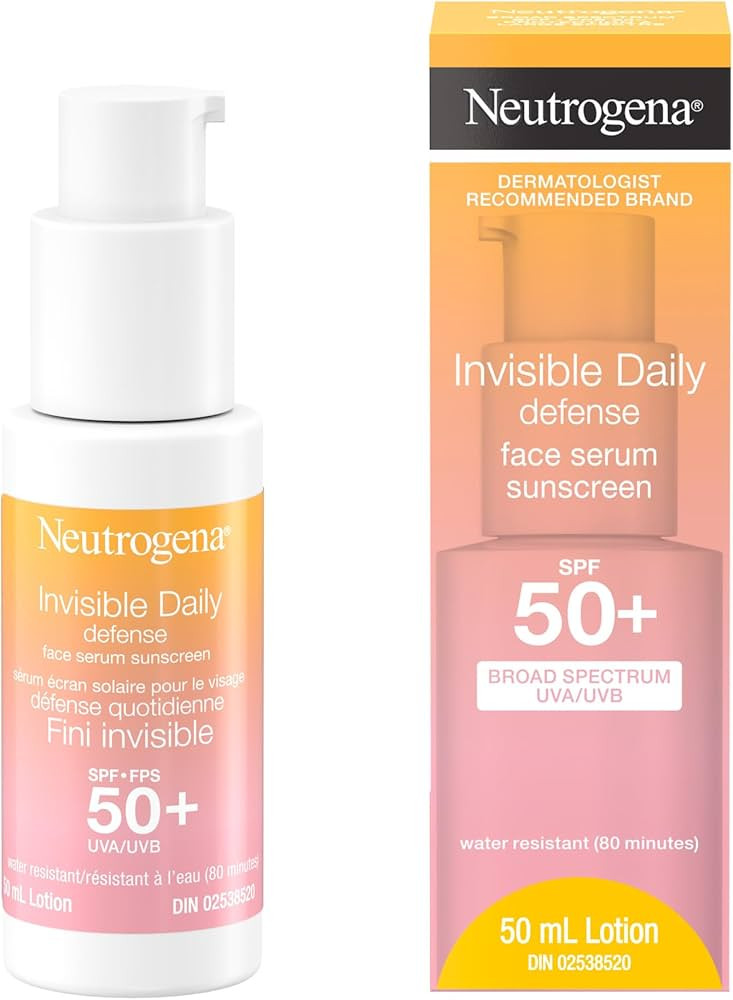 Neutrogena Invisible Daily Defense Face Serum Sunscreen, SPF 50+, Face Sunscreen, UVA & UVB, Anti... | Amazon (CA)