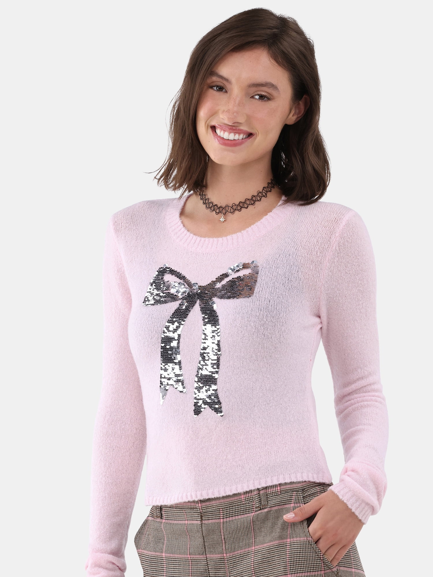No Boundaries Crewneck Pullover Sweater, Women's and Women's Plus | Walmart (US)