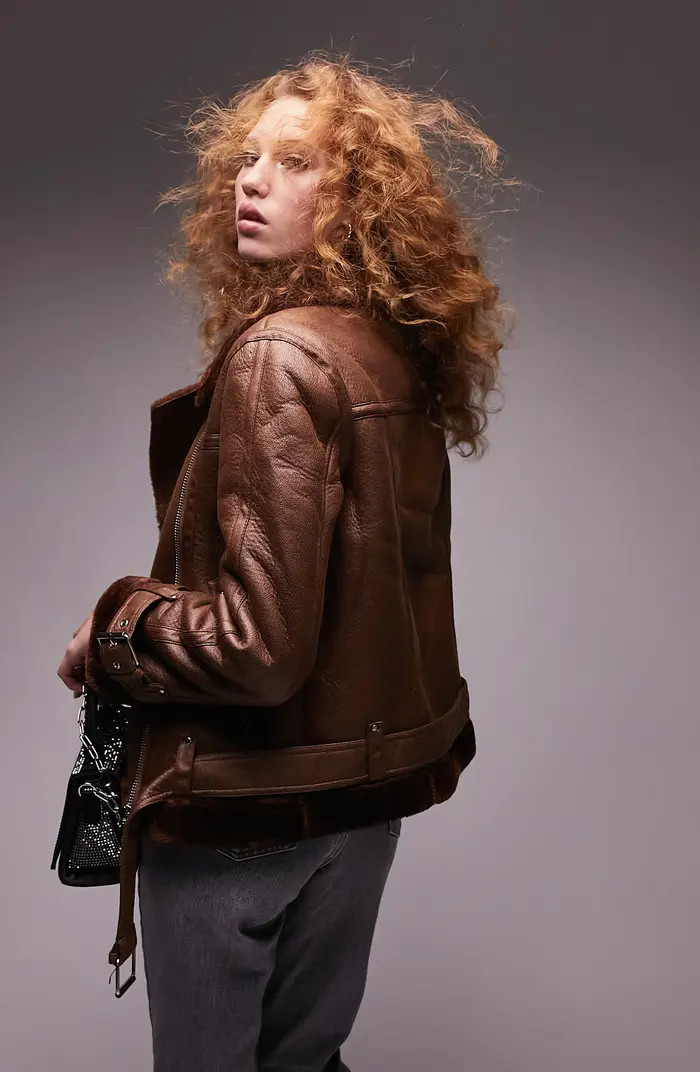 Topshop Faux Leather Biker Jacket | Nordstrom | Nordstrom