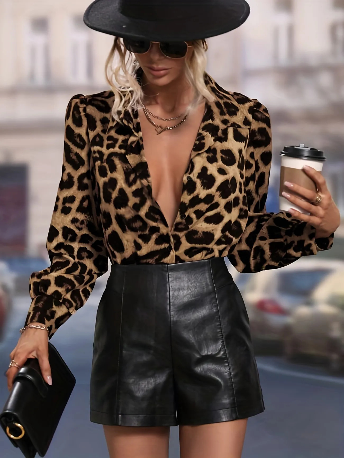 Leopard Print Button Front Shirt, Sexy Long Sleeve Lapel Shirt For Spring & Fall, Women's Clothin... | Temu Affiliate Program