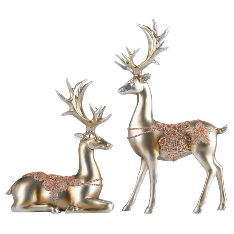 2pcs Nordic Resin Reindeer Sitting Standing Deer Statues,Couple of Elks Christmas Ornaments Livin... | Walmart (US)