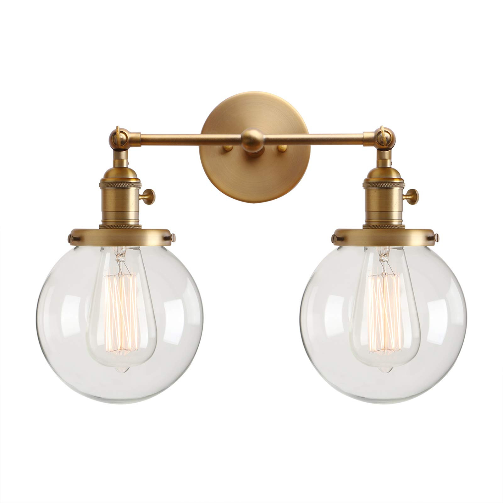 Permo Double Sconce Vintage Industrial Antique 2-Lights Wall Sconces with Dual Mini 5.9" Round Cl... | Amazon (US)