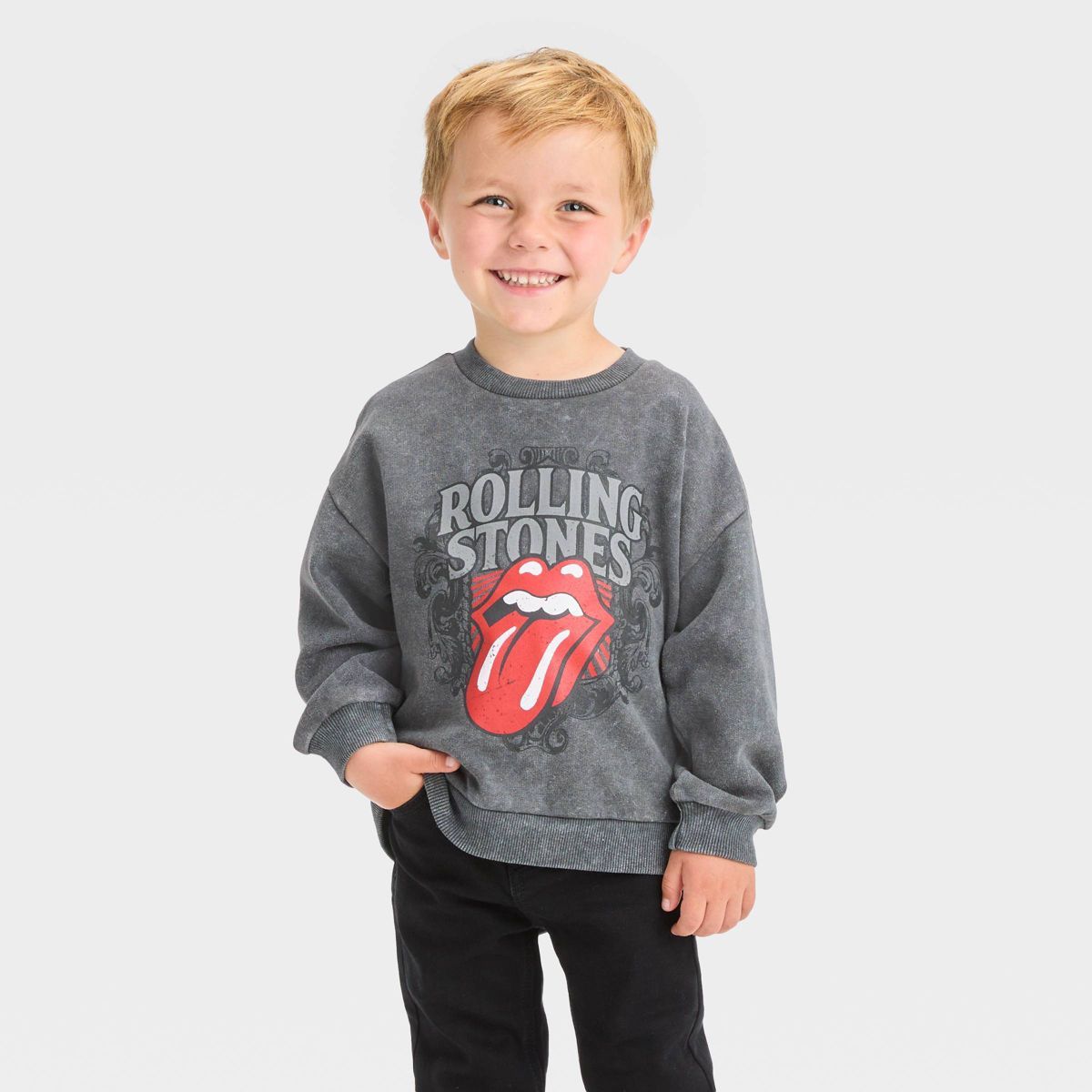 Toddler Boys' The Rolling Stones Printed Pullover Sweatshirt - Black | Target