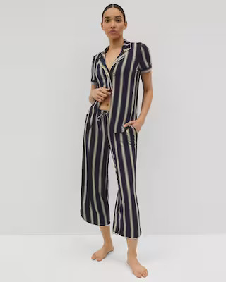 Piped Crop Pajama Pants | SOMA