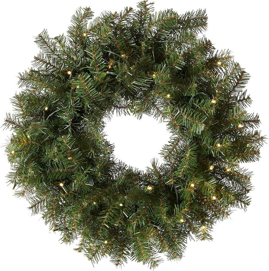 National Tree Company Pre-Lit Artificial Christmas Wreath, Green, Norwood Fir, White Lights, Chri... | Amazon (US)