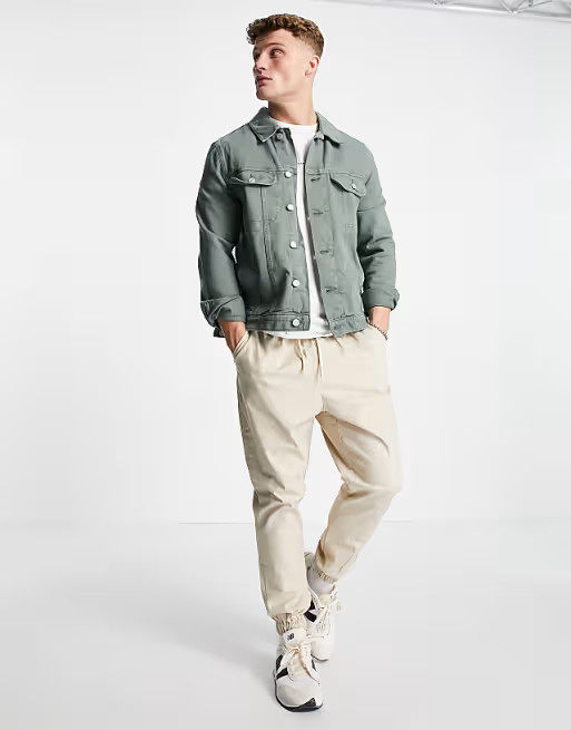 ASOS DESIGN denim western jacket in green | ASOS (Global)