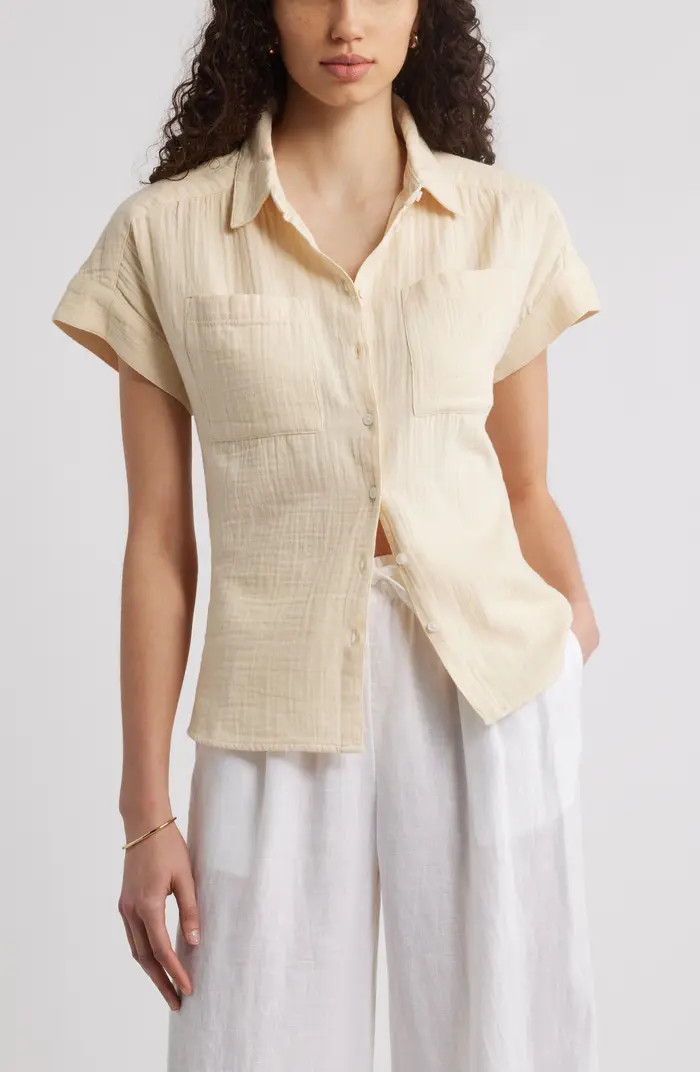 Caslon® Cotton Gauze Button-Up Shirt | Nordstrom | Nordstrom