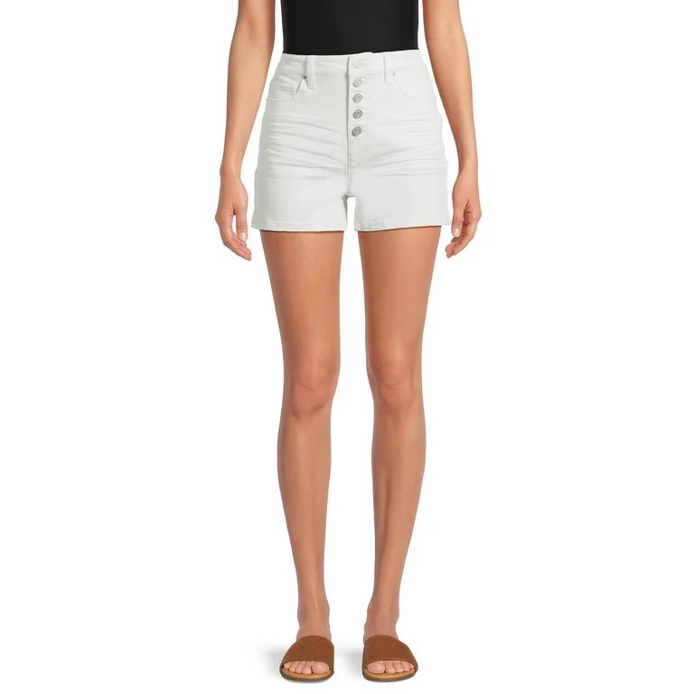 Time and Tru Women's Button Fly Denim Shorts, 3.5" Inseam, Sizes 2-20 - Walmart.com | Walmart (US)