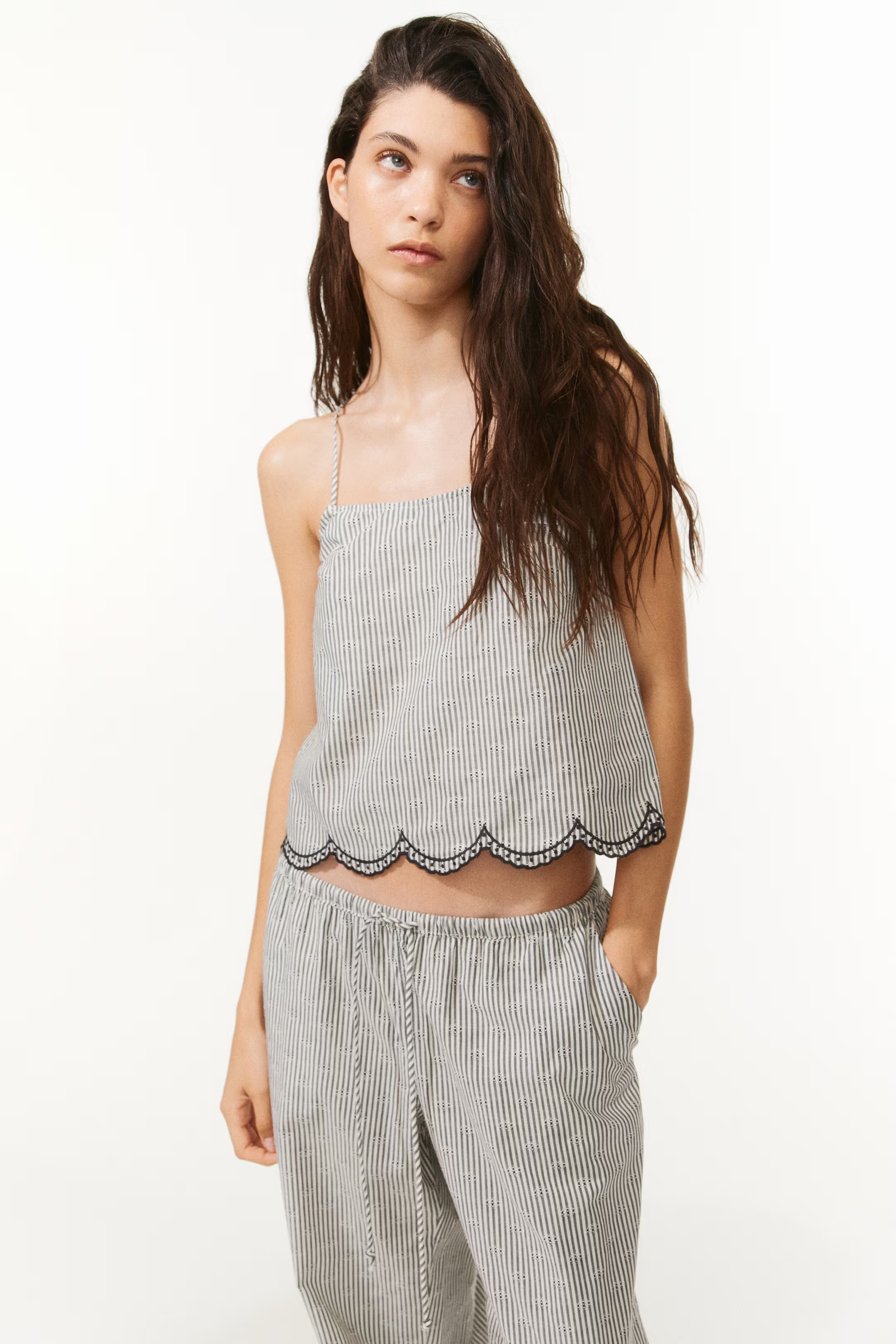 Embroidered Top with Tie Shoulder Straps | H&M (US + CA)