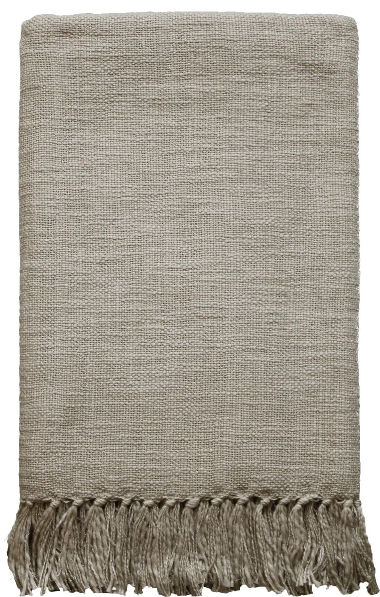 Hand Woven Cotton Fringe Throw - Sand | APIARY by The Busy Bee