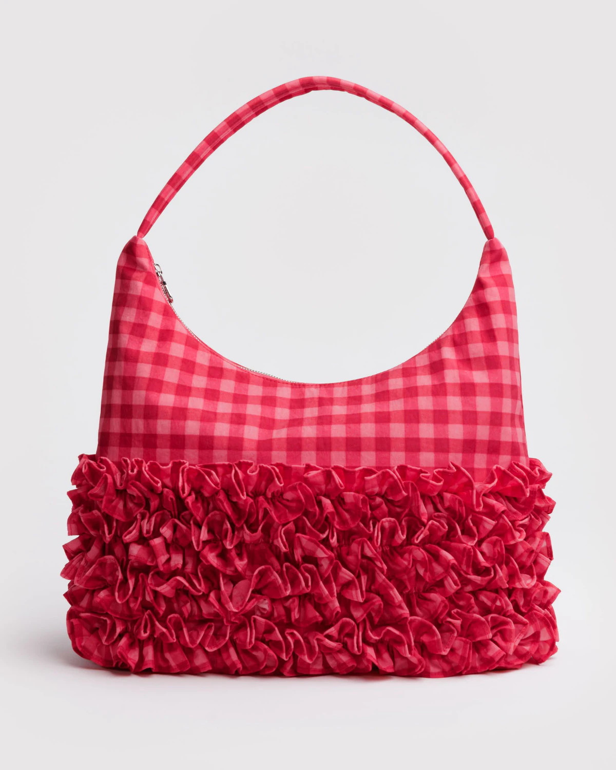 Ruffle Shoulder Bag Ruby Gingham - Baggu | BAGGU