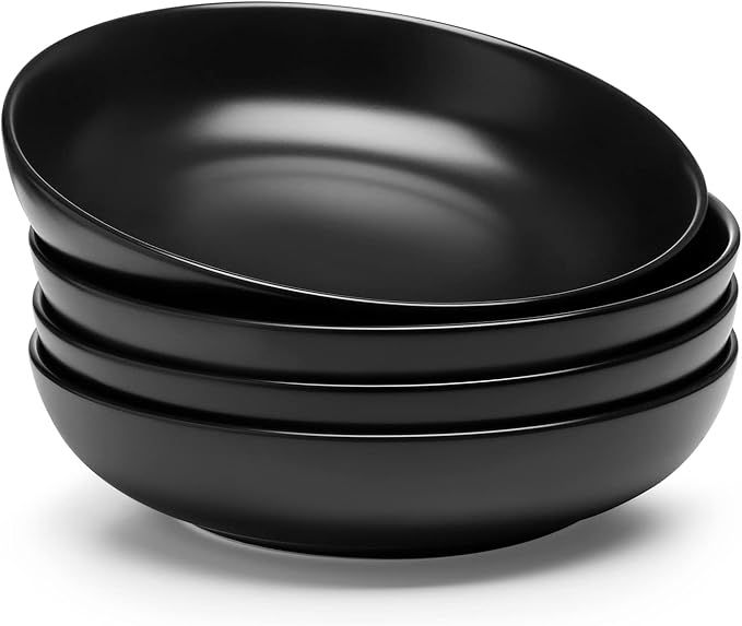 Teocera Pasta Bowls, Large Salad Bowls, Porcelain Bowl Set, Wide and Shallow, Microwave and Dishw... | Amazon (US)