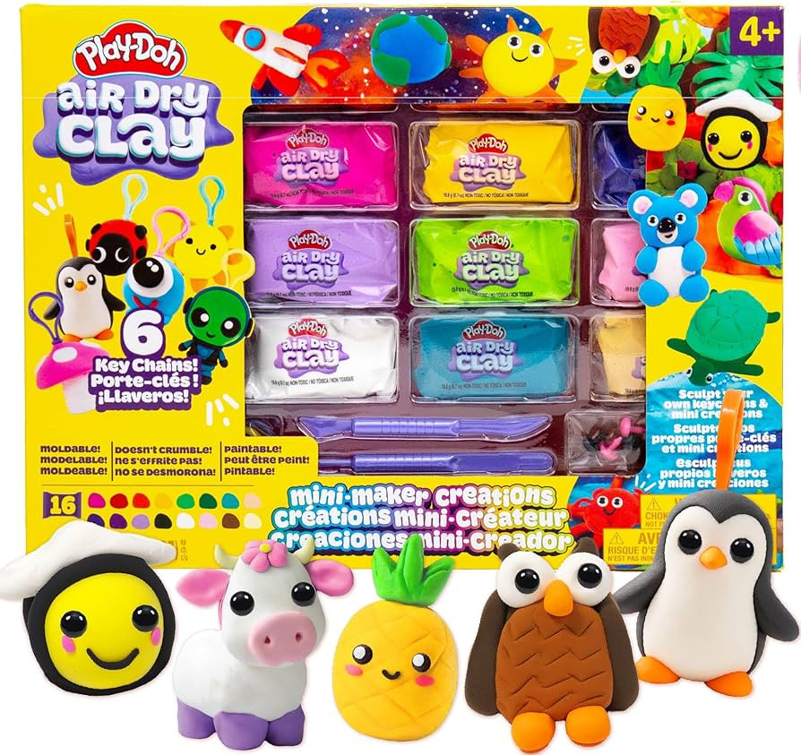 Play-Doh Air Dry Clay Mini Maker Creations, Makes 6 Keychains | Amazon (US)
