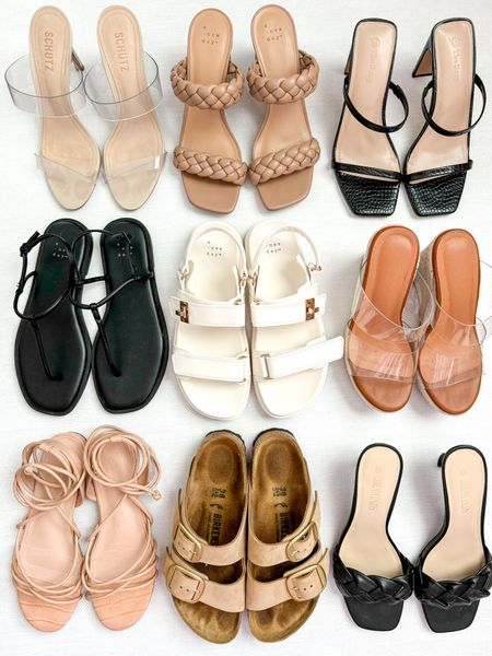 SUMMER SHOE EDIT / SUMMER SANDALS

Neutral sandals and shoes for Summer

From left to right & top top bottom: 
• Clear heels - sized up 1/2 size 
• Braided sandals - linked similar
• black strappy heel - true to size

• black flat sandal - comfy and true to size 
• cream sandal - Velcro straps and true to size 
• clear wedge sandal - true to size to size down 1/2 size (size down if you don’t want the clear straps too loose feeling) 

• tan strappy flat sandal- true to size 
• Birkenstock big buckle sandal - true to size 
• black kitten heel sandal - sized up 1/2 size 

 ASK ME ANY QUESTIONS IN THE COMMENTS! 

#ltk_Sweepstakes #ad #ltkseasonal #ltkfindsunder50 #ltksalealert #ltkfindsunder100

#LTKShoeCrush #LTKxNSale #LTKSummerSales