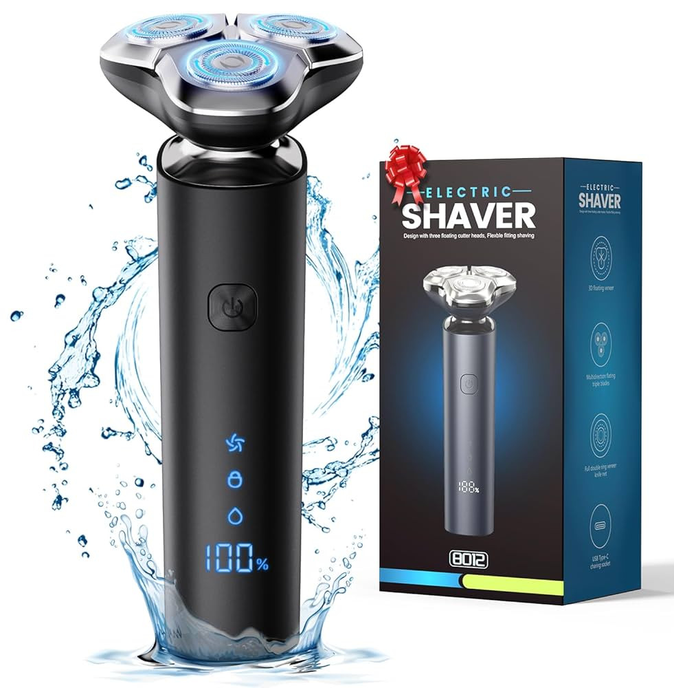 Electric Razor for Men, Men's Electric Shaver, 3-Blade Rotary Shaving System, IPX7 Waterproof Wet... | Amazon (US)