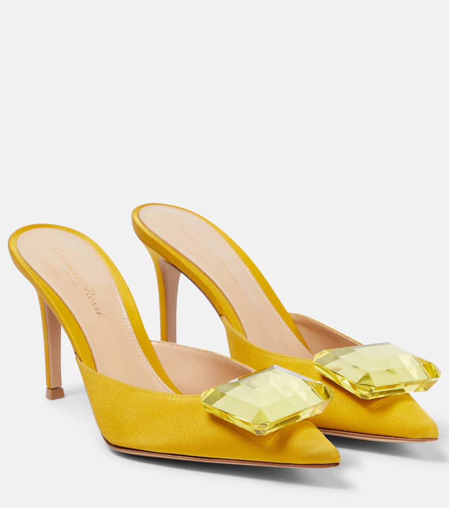 Gianvito Rossi Jaipur 85 embellished satin mules | Mytheresa (US/CA)