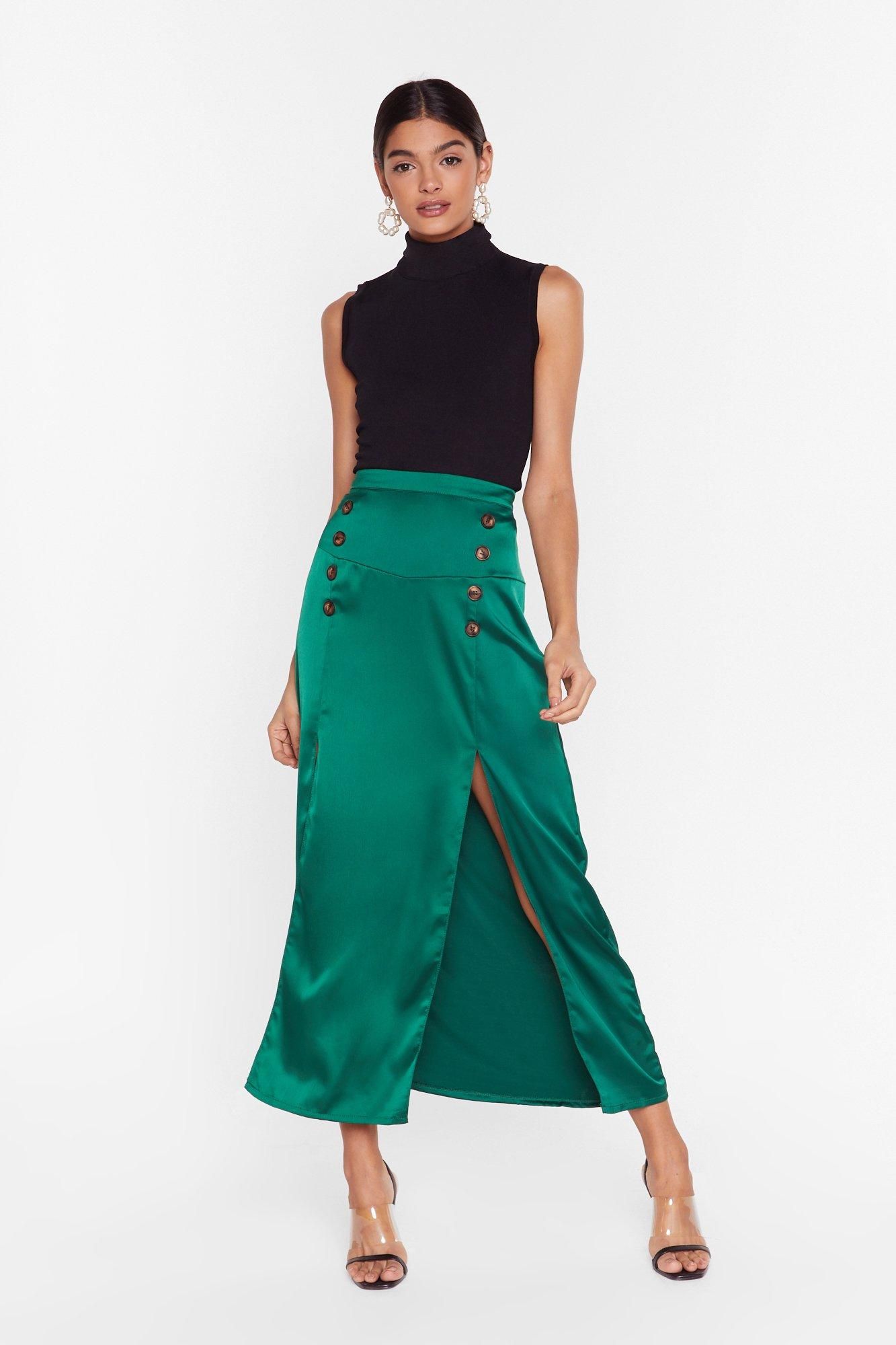 Womens double split maxi skirt - Green | NastyGal (US & CA)