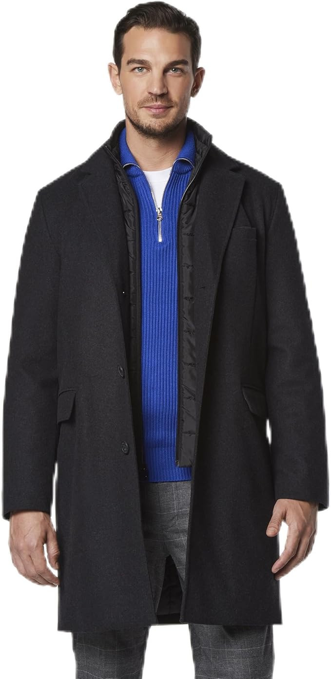 Andrew Marc Men's Mid Length Water Resistant Wool Jacket with Inner Bibs | Amazon (US)