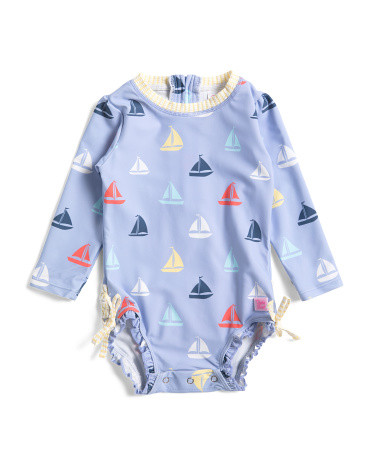 Infant Girls Down By The Bay Long Sleeve Rash Guard | TJ Maxx
