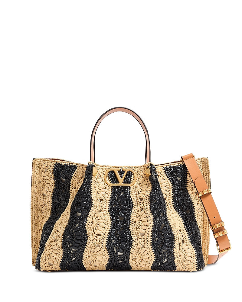 Valentino Garavani Medium Striped Raffia Tote Bag | Bloomingdale's (US)