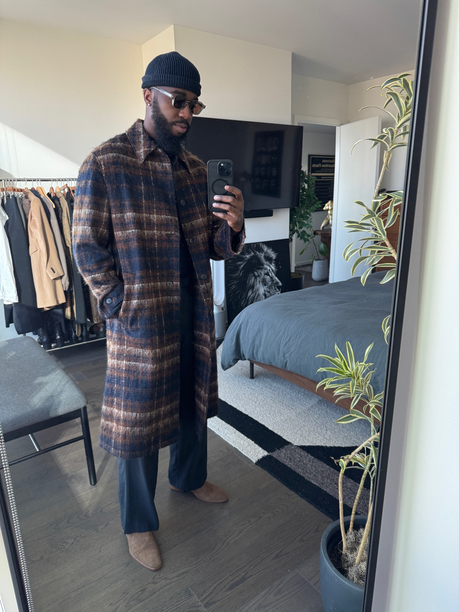 Navy Blue & Brown Overcoat outfit w/ navy blue accents and brown harness boots. Links to all items down below ⬇️ !

#LTKMens #LTKStyleTip