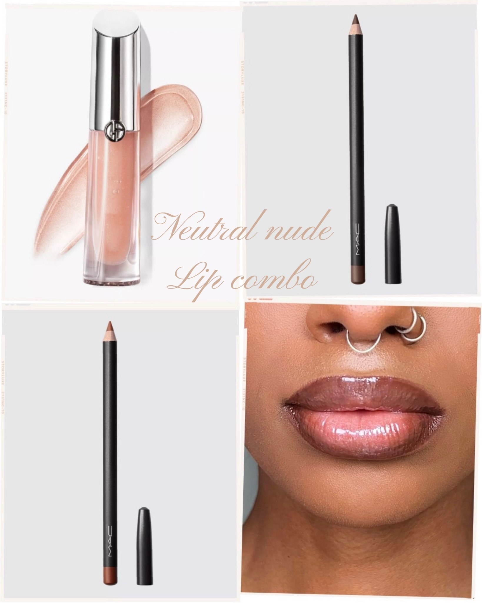 Nude lip combo
Lip liners: Mac - Chestnut & Cork
Gloss: Armani - Nude Glow

Makeup nude lipgloss makeup

#LTKuk #LTKluxury #LTKbeauty