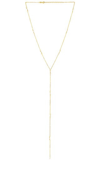 Tiny Pearl Lariat Necklace in Gold | Revolve Clothing (Global)