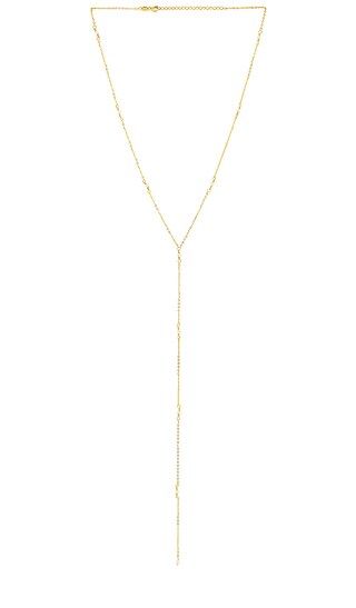 Tiny Pearl Lariat Necklace in Gold | Revolve Clothing (Global)