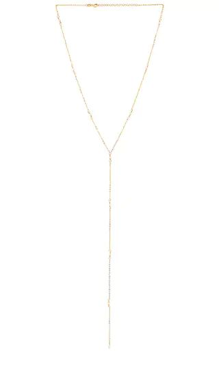 Tiny Pearl Lariat Necklace in Gold | Revolve Clothing (Global)