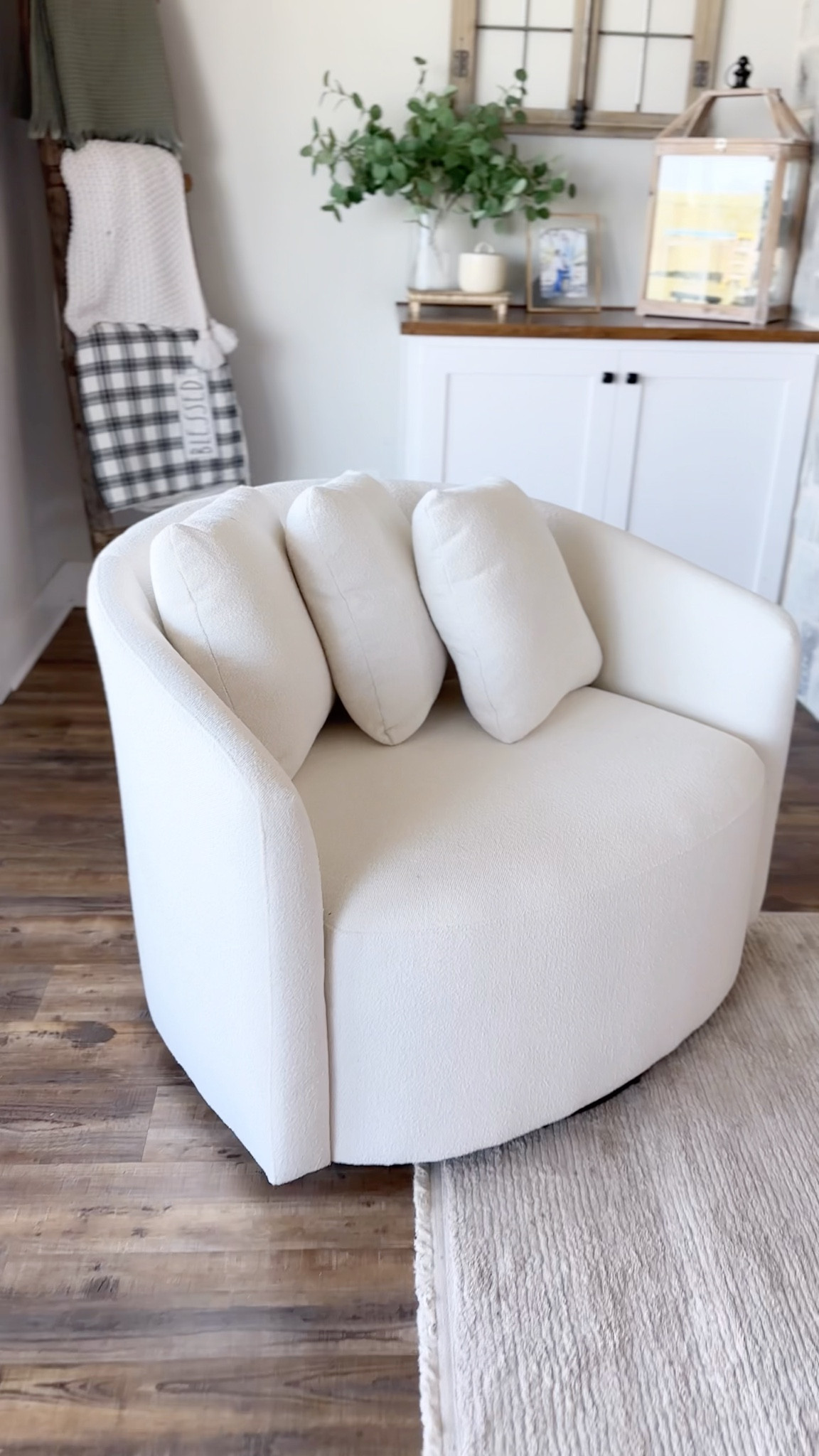 I’ve seen this swivel chair everywhere… and now I get the hype. It looks high-end at such an amazing price, and it goes great with any decor.

✅ Super soft
✅ Neutral perfection
✅ YES it swivels!

And the best part? It’s from @walmart 👏🏼

🪑 I got the white and it fits so well in our living room. Linking it before it sells out again – it’s been going viral for a reason.

#neutralhomedecor #livingroomstyling #drewbarrymorechair #homefinds #walmarthome #cozycorner #livingroomrefresh #swivelchairgoals #neutralhomes 

#LTKStyleTip #LTKFamily #LTKHome